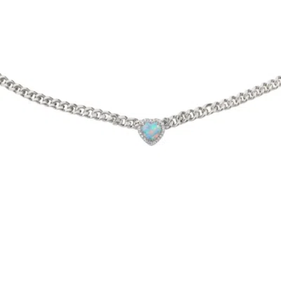 Bloomtine | Earth Angel Hq Women's Loves Frequency™ Mini Silver Plated Multi Coloured Fire Opal Heart Choker