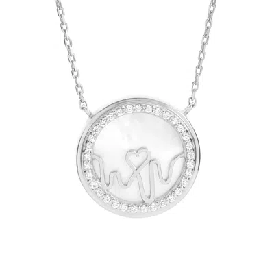 Bloomtine | Earth Angel Hq Women's Loves Frequency™ Sterling Silver & Mother Of Pearl Heartbeat Necklace