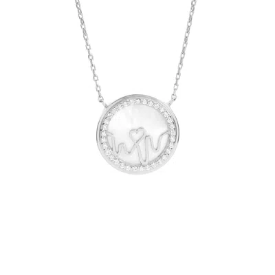 Bloomtine | Earth Angel Hq Women's Loves Frequency™ Sterling Silver Heartbeat Locket/necklace With Rose Quarts, Mother Of Pearl