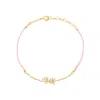 Bloomtine | Earth Angel Hq Women's Pink / Purple / Gold Enchanting Flutterfly Gold Vermeil Butterfly Pink Silk Cord Thread Brac In Multi