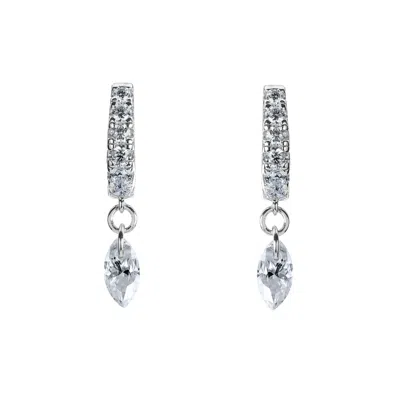 Bloomtine | Earth Angel Hq Women's Silver / White Illuminess™ Sterling Silver Floating Moissanite Huggies
