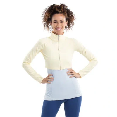 Bloquv Full Zip Crop Top Sun Shirt In Yellow
