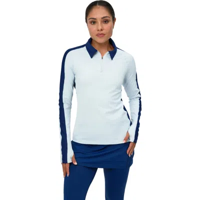 Bloquv Long Sleeve Quarter Zip Polo In Blue