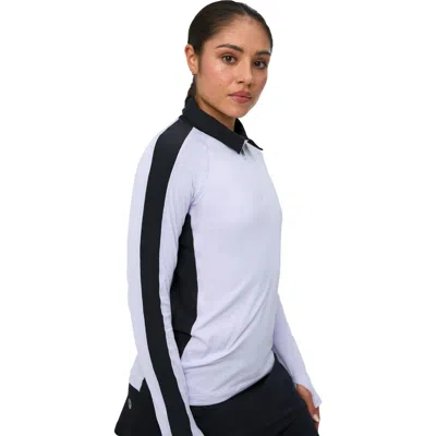 Bloquv Long Sleeve Quarter Zip Polo In White