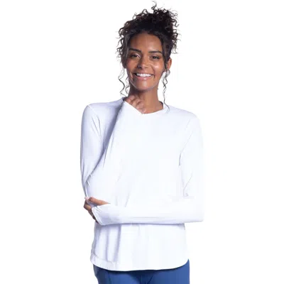 Bloquv Long Sleeve Sun And Uv Protection Relaxed Scallop Top In Gold