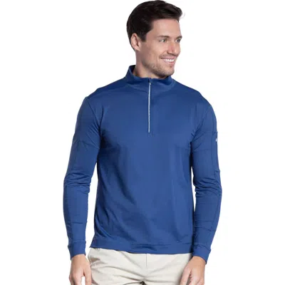 Bloquv Mock Zip Top In Blue