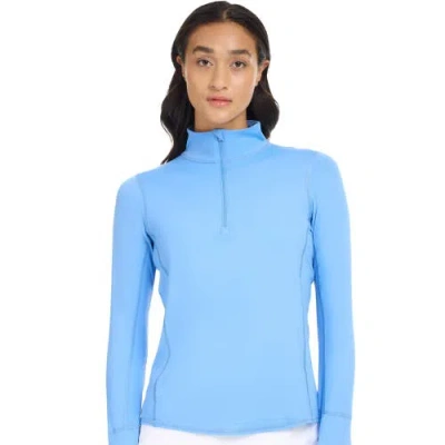 Bloquv Mock Zip Top Relaxed In Blue