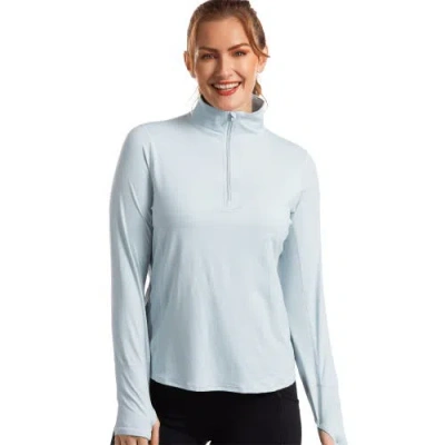 Bloquv Mock Zip Top Relaxed In Blue
