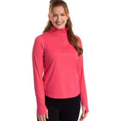 Bloquv Mock Zip Top Relaxed In Pink