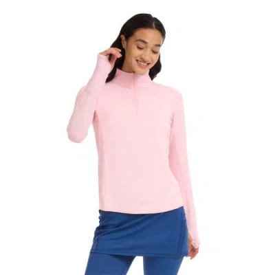 Bloquv Mock Zip Top Relaxed In Pink