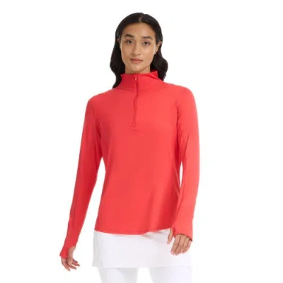 Bloquv Mock Zip Top Relaxed In Red