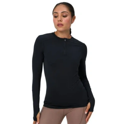 Bloquv Performance Quarter Zip Long Sleeve Crew Shirt In Black
