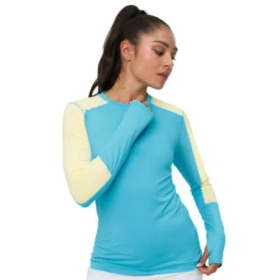 Bloquv Performance Quarter Zip Long Sleeve Crew Shirt In Blue
