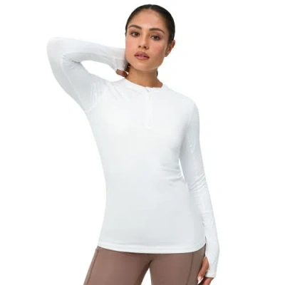 Bloquv Performance Quarter Zip Long Sleeve Crew Shirt In White