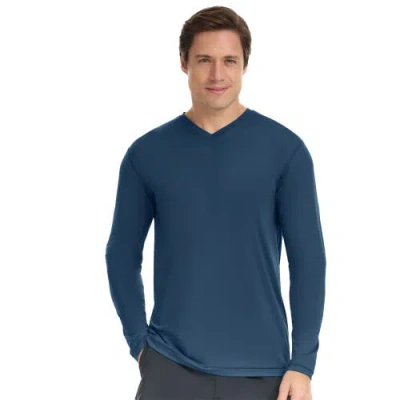 Bloquv Performance V-neck Long Sleeve Shirt In Blue