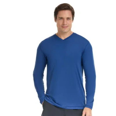 Bloquv Performance V-neck Long Sleeve Shirt In Blue