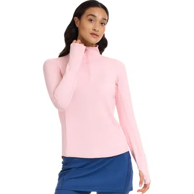 Bloquv Quarter Zip Polo Shirt In Pink