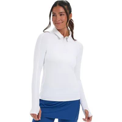 Bloquv Quarter Zip Polo Shirt In White