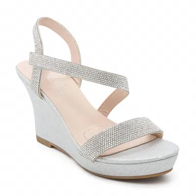 Blossom Footwear Ankle Strap Wedge Dress Shoe In Silver