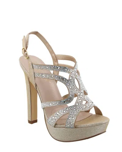 Blossom Footwear Sparkle Platform High Heel Sandals In Nude In Brown