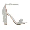 BLOSSOM FOOTWEAR WOMEN'S SHIMMER MID CHUNKY HEEL SANDALS IN SILVER