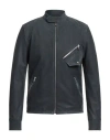Blouson Man Jacket Charcoal Size 42 Ovine Leather, Wool, Acrylic, Elastane In Grey