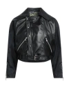 Blouson Woman Jacket Black Size 10 Ovine Leather, Wool, Acrylic, Elastane In Black