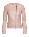 Blouson Woman Jacket Pink Size 6 Ovine Leather, Wool, Acrylic, Elastane In Pink