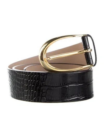 Pre-owned B-low The Belt Embossed Leather Belt In Black