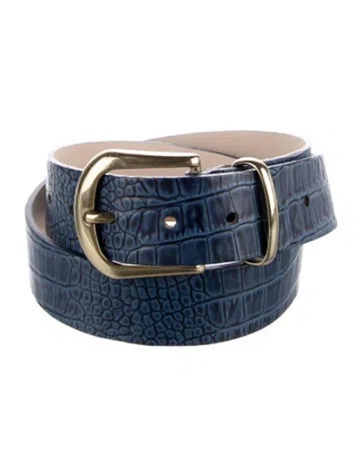 Pre-owned B-low The Belt Embossed Leather Belt In Blue