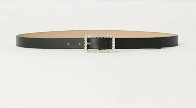 B-low The Belt Kat Leather Belt With Rhinestone Buckle In Black/silver