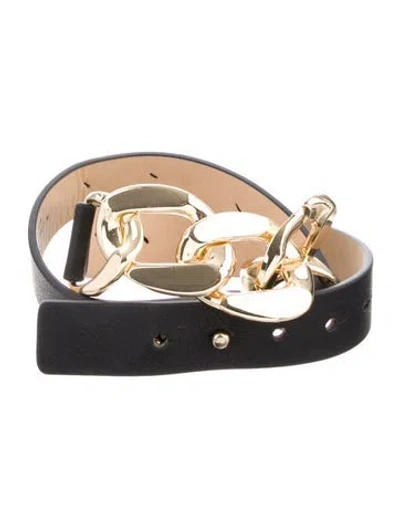 Pre-owned B-low The Belt Leather Chain-link Accents Belt In Black