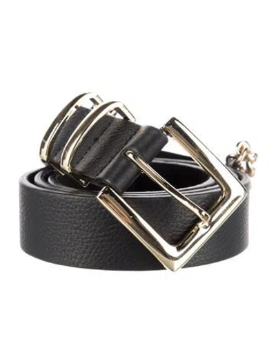 Pre-owned B-low The Belt Leather Chain-link Accents Belt In Black