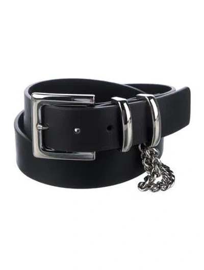 Pre-owned B-low The Belt Leather Chain-link Belt In Black