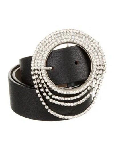 Pre-owned B-low The Belt Leather Crystal Embellishments Waist Belt In Black