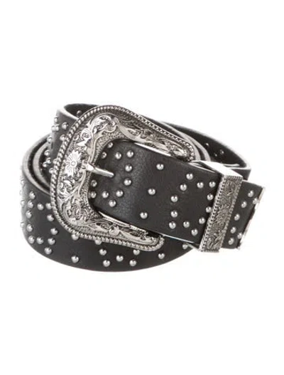 Pre-owned B-low The Belt Leather Studded Accents Belt In Black