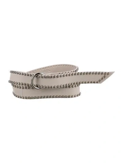 Pre-owned B-low The Belt Leather Studded Accents Belt In Silver