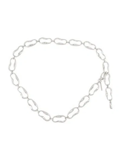 Pre-owned B-low The Belt Metal Chain-link Belt W/ Tags In Silver