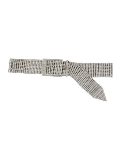 Pre-owned B-low The Belt Metal Crystal Embellishments Waist Belt In Silver