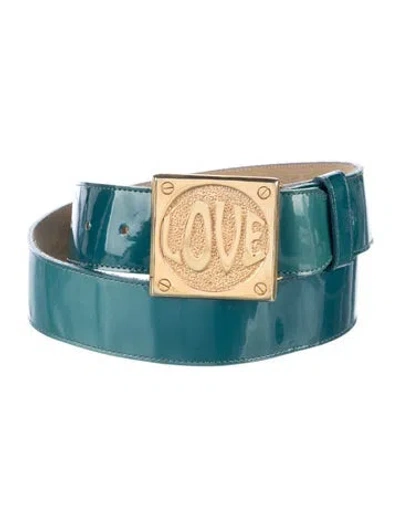 Pre-owned B-low The Belt Patent Leather Belt In Blue