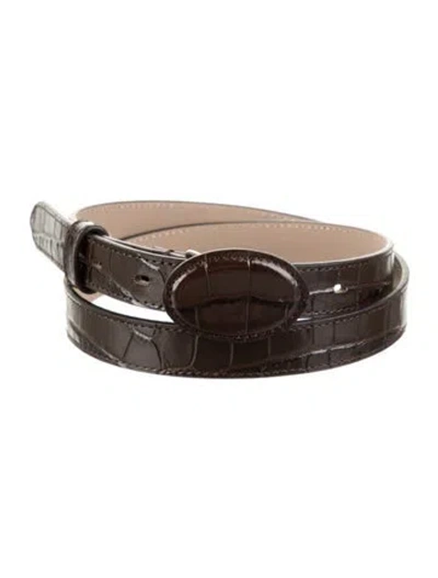 Pre-owned B-low The Belt Skinny Alligator Waist Belt In Brown