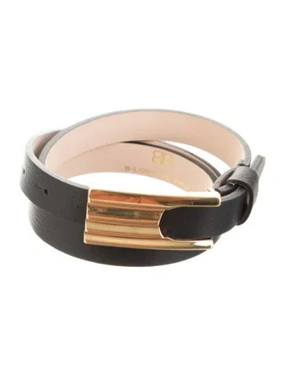 Pre-owned B-low The Belt Skinny Leather Belt In Black