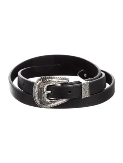 Pre-owned B-low The Belt Skinny Leather Belt In Black