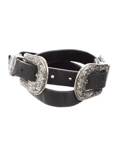 Pre-owned B-low The Belt Skinny Leather Belt In Black