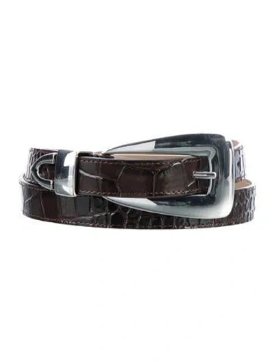 Pre-owned B-low The Belt Skinny Leather Belt In Brown