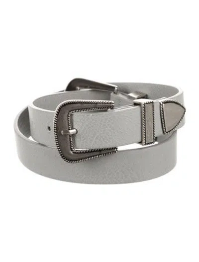 Pre-owned B-low The Belt Skinny Leather Belt In Gray