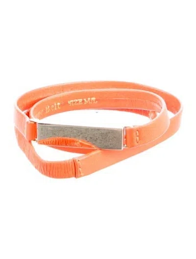 Pre-owned B-low The Belt Skinny Leather Belt In Orange