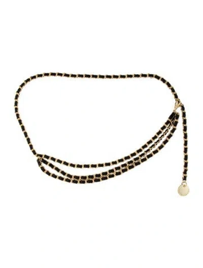 Pre-owned B-low The Belt Skinny Leather Chain-link Belt In Black/gold