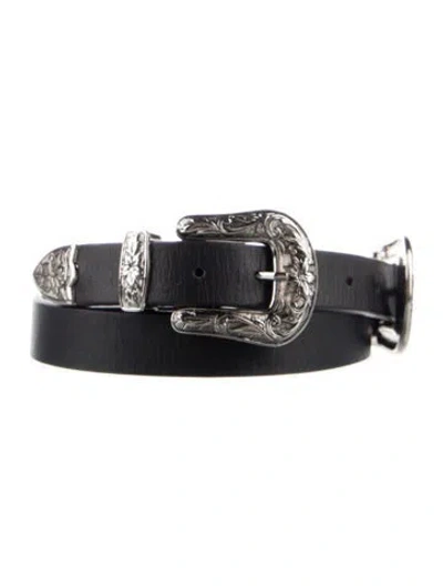 Pre-owned B-low The Belt Skinny Leather Waist Belt In Black