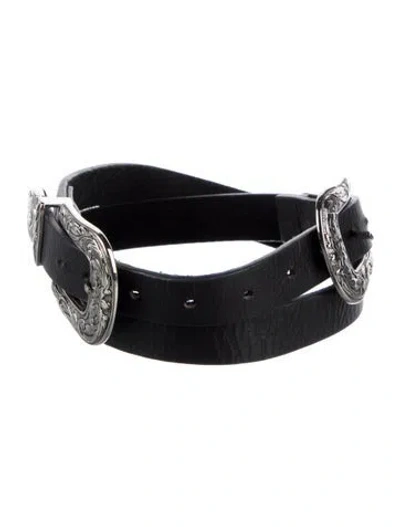 Pre-owned B-low The Belt Skinny Leather Waist Belt In Black